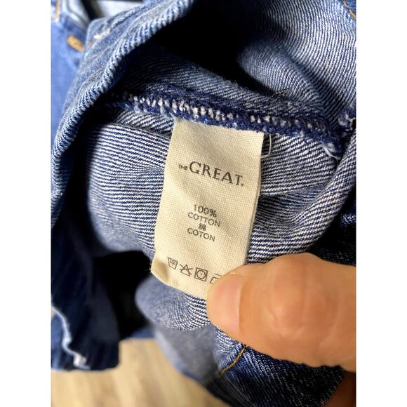 The Great The Blouson Sleeve Chore Denim Jean Jacket size L large - Picture 4 of 6